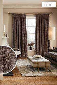 Mink Brown Next Collection Luxe Plush Chenille Pencil Pleat Lined Curtains (N40149) | 134 € - 301 €