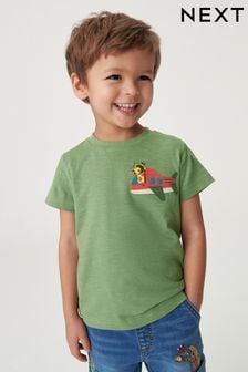 Grün - Kurzärmeliges T-Shirt mit appliziertem Charakter (3 Monate bis 7 Jahre) (N40187) | 4 € - 6 €
