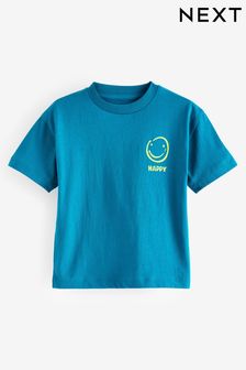 כחול  - חולצת טי פשוטה בגינס שרוול קצר (3 חודשים עד גיל 7) (N40190) | ‏17 ‏₪ - ‏25 ‏₪