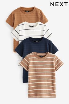 Albastru/Maro - Textured Short Sleeve T-shirt 4 Pack (3 luni - 7 ani) (N40209) | 149 LEI - 182 LEI