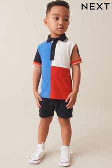 Red/Blue Short Sleeve Polo and Shorts Set (3mths-7yrs) (N40213) | €17 - €22