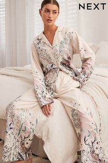Crem - Pijama Cu nasturi din flanel (N40264) | 285 LEI