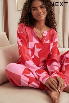 Étoile rouge - Pyjama à manches longues en coton gaufré (N40265) | €28