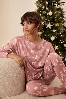 Pink Forest Animals Cotton Long Sleeve Pyjamas (N40272) | $29