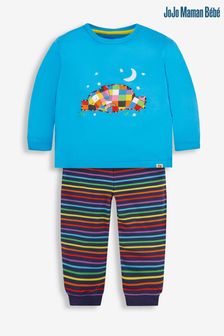 JoJo Maman Bébé Blue Kids' Elmer Appliqué Jersey Pyjamas (N40364) | $43