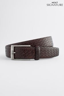 Brown Signature Textured Belt (N40415) | SGD 44