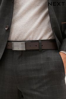 Black/Brown Reversible Plaque Bonded Leather Belt (N40425) | 5,430 Ft