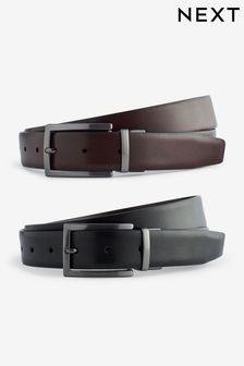 Black/Brown - Reversible Leather Belt (N40426) | kr290