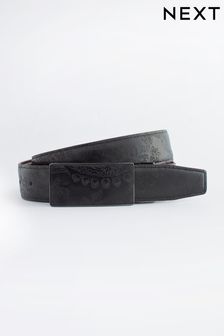 Черный - Черный двусторонний кожаный ремень с принтом пейсли (N40433) | €13