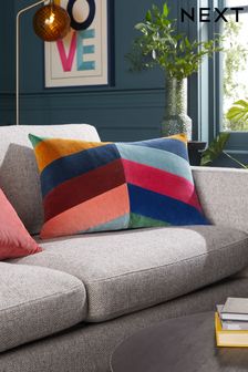 Multi Bright 40 x 59cm Vertical Velvet Stripe Cushion (N40505) | 118 QAR
