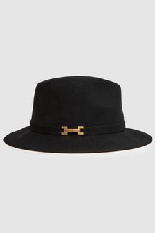 Reiss Black Holly Wool Fedora Hat (N40567) | SGD 215
