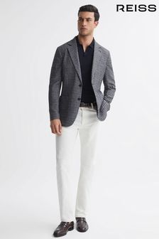 Reiss Navy Lite Slim Fit Wool Blend Dogtooth Blazer (N40588) | kr5,978