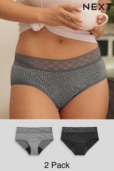 Print/Plain Short Medium Flow Period Knickers 2 Pack (N40838) | $30