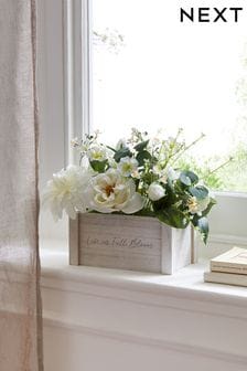 White Artificial White Blooms In Windowbox (N40963) | $65