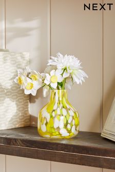 Yellow Artificial Dahlia and Daffodils In Confetti Vase (N40965) | 111 SAR