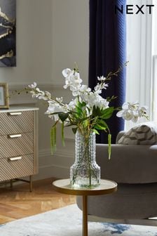 White Artificial Orchid In Glass Vase