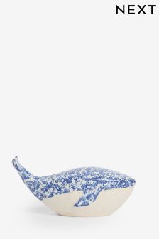 Blue Reactive Glaze Ceramic Whale Sculpture