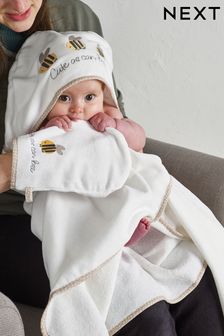 White Bee Newborn Cotton Hooded Baby Towel (N41054) | €23.50