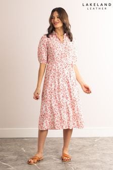 Lakeland Clothing Pink Janine Short Sleeve Collared Midi Dress (N41107) | €51