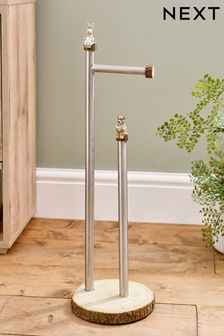 Natural Bertie Bear Woodland Spa Floor Standing Toilet Roll Holder
