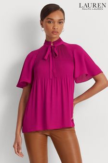 Розовая блузка из жоржета со складками Lauren Ralph Lauren (N41197) | €87