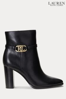 Črna - Črni Ralph Lauren škornji s peto in izrezi Lauren Maxie (N41214) | €142