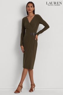 Zielona dżersejowa sukienka Lauren Ralph Lauren z klamrą (N41222) | 690 zł