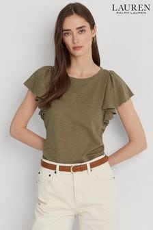 Grün - Lauren Ralph Lauren Afrodille Jersey-T-Shirt mit Rüschenärmeln (N41226) | 68 €