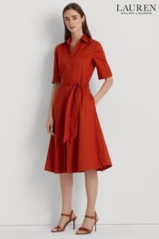 Красный - Платье-рубашка из смешанного хлопка Lauren Ralph Lauren (N41230) | €144