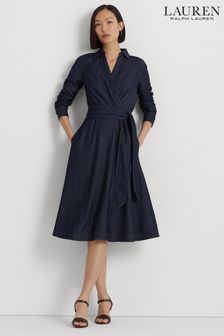 Lauren Ralph Lauren Blue Denim Long Sleeve Midi Dress (N41241) | €159
