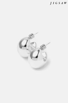 Jigsaw Silver Tone Chunky Dome Earrings (N41294) | $121