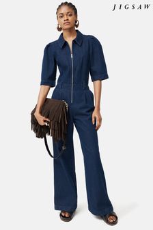 Jigsaw Blue Denim Zip Front Jumpsuit (N41312) | ‏830 ‏₪