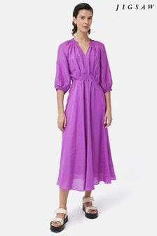 Jigsaw Pink Silk Linen Gauze Midi Dress (N41316) | 1,010 zł