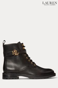 Lauren Ralph Lauren Eldridge Burnished Leather Black Boots (N41475) | kr4 010