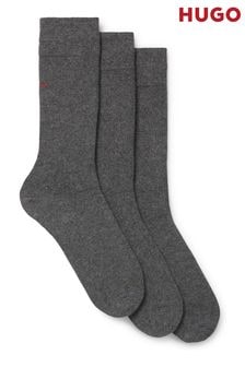 HUGO Grey Regular Length Logo Socks 3 Pack (N41487) | $34