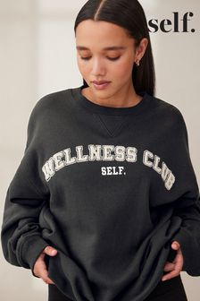 أسود - Self. سترة رياضية بعبارة Wellness Club (N41498) | 13 ر.ع