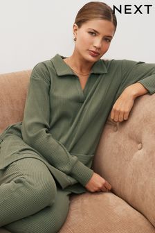 Zielony khaki - Prążkowana tunika (N41502) | 60 zł