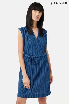 Niebieska sukienka kopertowa Jigsaw Seersucker (N41576) | 410 zł