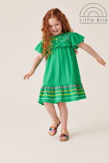 Little Bird by Jools Oliver Green Floral Embroidered Frill Dress (N41578) | HK$247 - HK$288