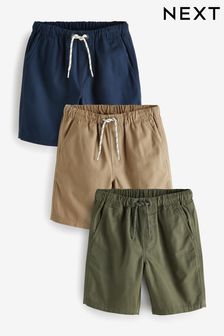 Navy Blue/Tan Brown/Khaki Green Pull-On Shorts 3 Pack (3-16yrs) (N41746) | EGP547 - EGP1,003