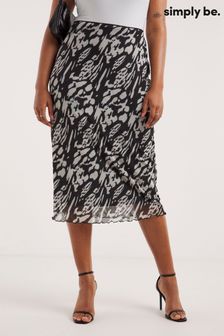 Simply Be Mono Tie Dye Mesh Black Midi Skirt (N41872) | €15.50