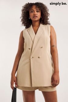 Simply Be Ärmelloser Blazer in Relaxed Fit, Nude (N41873) | 35 €