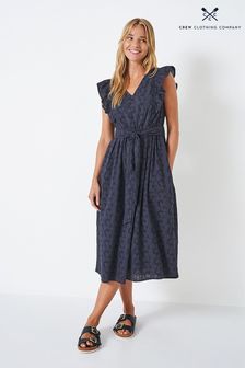 Crew Clothing Company Baumwoll-Kleid mit Stickerei, Blau (N41924) | 60 €