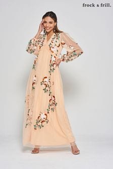 Frock and Frill Orange Embroidered Dress (N42156) | €121