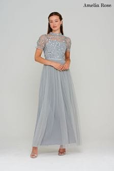 Szara zdobiona sukienka Amelia Rose (N42160) | 425 zł