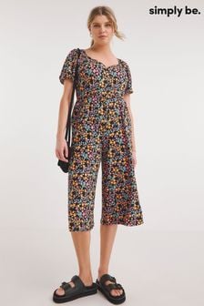 Simply Be Floral Supersoft Sweetheart Black Jumpsuit (N42173) | €18