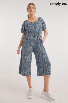 Simply Be Blue Zebra Supersoft Sweetheart Jumpsuit (N42175) | €16