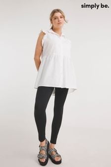 Simply Be Ärmelloses Popeline-Hemd mit nach hinten abfallendem Saum, Weiß (N42179) | 18 €