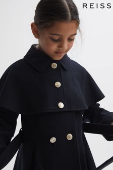 Reiss Navy Rose Senior Wool Shoulder Cape Coat (N42235) | $211