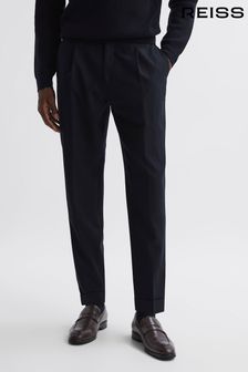 Reiss Navy Beadnell Slim Fit Brushed Wool Trousers (N42246) | €229